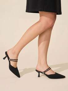 CUCCOO BASICS Women's Fashion Fabric Pointed High-Heeled Shoes, Suitable For Christmas And Spring Wear Fall Shoes - Black - View 4