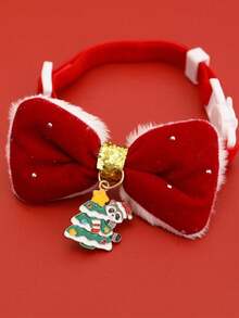 PETSIN 1PC Christmas Cartoon Pet Collar, Silent Plush Bowknot Necklace, Cute Red Decor Accessory For Cats & Dogs - Multicolor - View 16