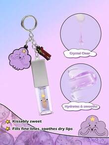 ADVENTURE TIME X SHEIN 1件可愛吊飾唇蜜 葡萄口味 滋潤雙唇 修復唇紋 亮點唇妝 鏡面唇妝 - 冰透淺紫 - 查看 2