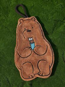 We Bare Bears X Joivida 1件裝可愛裸熊系列卡通掛巾，珊瑚絨吸水不掉毛快乾毛巾，非常適合廚房、浴室和健身房的日常手部擦拭，耐用且適合作為生日或週年紀念禮物 - 彩色 - 查看 8