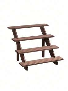 1pc Wooden Display Riser, 3/4/5 Tier Earring & Ring Holder Stands,Farmhouse Cupcake Stands, Table Display Stand For Vendors, OrganizerShowcase For Tabletop Shows And Home Using, Wood Rustic Risers - Brown - View 14