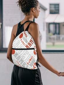 1 Buah Tas Ransel Serut Poliester dengan Motif Grafis Bola Basket, Nomor Jersey, Huruf, dan Tali Serut yang Dapat Diatur, Kantong Resleting Depan, Kapasitas Besar, Ringan, Dapat Dilipat, Tas Olahraga untuk Latihan di Gym, Permainan Bola Basket, Perjalanan, dan Aktivitas Luar Ruangan - A - View 4
