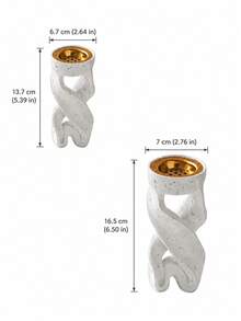 Cirelle 1Pc Twisted Ribbon Shape Incense Burner, Speckled Textured Body, Golden Perforated Metal Inner Bowl, Dual‑Use For Cone & Stick Incense, Tall Tabletop Incense Holder, Modern Sculptural Home Decor, Ramadan Desktop Ornament,Muilt‑Size Selectable Options - default - View 3