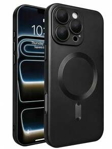 Teckwe 手機殼－新款奢華磨砂半透明磁吸手機殼，相容 iPhone 18 17 16 15 14 13 12 11 Pro Max Air，附防震框架與相機保護蓋，磨砂金屬質感，金屬漆耐磨，鏡頭保護軟框防震保護殼 - 黑色 - 查看 16