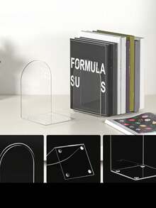 6PCS Clear Acrylic Book Album Display Divider Storage Clip Multi Functional Shelf Organizer For Books Clothes Bags Bedroom Wardrobe Home Office Space Saving Durable Practical Must Have - Clear - View 2