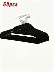 60/100-Piece High-Quality Velvet Hangers With Tie Poles, Non-Slip Thickened Hangers, Suitable For Jackets, Sweaters, Sweaters, Space-Saving Velvet Hangers - Multicolor - View 11
