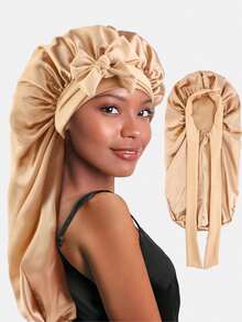 Dealstrict 1pc Women's Satin Sleep Cap, Soft Elastic Band, Silk Sleep Cap, Satin Sleep Cap Sleep Bonnet, Anti-Frizz - A - View 8