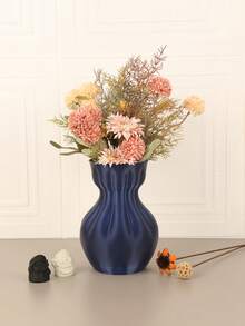 1PC Standard Size Textured Pleated Crinkle Effect Vase Flower Holder With Unique Wavy Surface For Home Living Room Tabletop Desktop Floral Arrangement Display Decorative Centerpiece Sturdy Non Slip Base Easy Clean Versatile Use Home Decor Essential - A - View 7