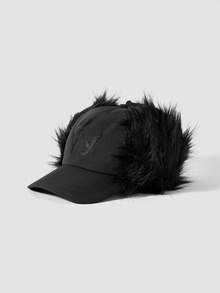 MortiRose 1Pc Black Letter Three-Dimensional Embroidery Simple And Fashionable Baseball Cap, Plush Dark Sweet And Cool Wind Hat Decoration Niche Single Item - Black - View 4