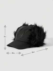 MortiRose 1Pc Black Letter Three-Dimensional Embroidery Simple And Fashionable Baseball Cap, Plush Dark Sweet And Cool Wind Hat Decoration Niche Single Item - Black - View 11