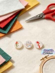 Pack 10 Pcs Premium Painted Shell Buttons Palace Style Casual Pattern Two Hole Round Small Decorative Fasteners For Shirts Cardigans Outerwear Hand‑Sewn Clothing Sewing Accessories - 10pcs - View 1