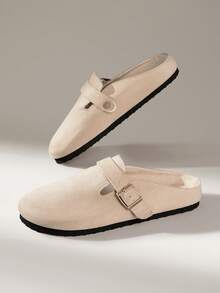 Solecia Gesper dan Tas Bulu Domba Gaya Retro Sederhana Sepatu Seloping Tunggal untuk Pemakaian Sehari-hari - Aprikot - View 6