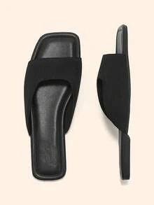 CUCCOO BASICS Fashion Classic Fabric Breathable And Comfortable Commuter Party Banquet Square Toe Flat Sole Shoes Fall Shoes - Black - View 3