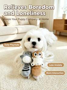 PETSIN Pet Plush Interactive Sound Toy, Squeaky Crinkle Paper Dog Toy, Cartoon Raccoon Squirrel Stuffed Toy For Small Medium Puppy, Indoor Pet Play Accessory - Multicolor - View 10