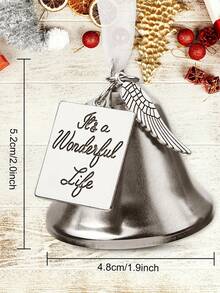 1PC Christmas Tree Hanging Ornament Wing Bell Shape Shiny Gold Silver Decor For Holiday Party Home Festive Decoration Indoor Outdoor Hanging Pendant Gift - A - View 2