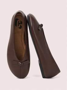 CUCCOO DOLLMOD Women's Shoes Dark Brown Simple Thin Strip Decoration Low Vamp Shoes Flat Bottom Korean Literary And Artistic Style Daily Commute Versatile - dark brown - View 1
