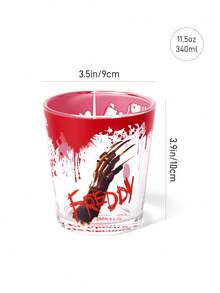 A Nightmare on Elm Street X SHEIN 1個 11.5oz/340ml 鈉鈣玻璃水杯，適用於水、果汁、氣泡水、咖啡等 - 無色 - 查看 4