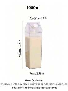 Taza de leche cuadrada portátil de gran capacidad multifuncional, dispensador de alimentos, botella de almacenamiento sellable multifuncional, botella de distribución transparente para jugo y bebidas - Multicolor - Ver 2