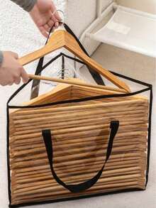 Haus Hana Triangle Hanging Closet Organizer Storage Bag Large Capacity Multi Compartments With Handle Space Saving Wardrobe Hanger Rack For Clothes Shoes Blankets - Clear - View 7