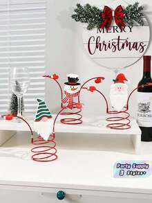 1PC Christmas Red Wine Glass Rack Holder Stand For Wine Bottles Drinking Glasses Holiday Party Kitchen Counter Storage Display Organizer Home Bar Decor Gift - View 1