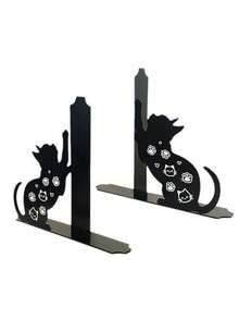 2PCS New Creative Cute Cat Shaped Metal Bookend Sturdy Durable Desktop Organizer Home Office Decor Art Craft Gift For Cat Lover Student Christmas Birthday Housewarming - View 8