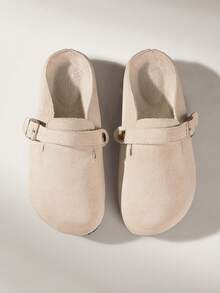 Solecia Gesper dan Tas Bulu Domba Gaya Retro Sederhana Sepatu Seloping Tunggal untuk Pemakaian Sehari-hari - Aprikot - View 5
