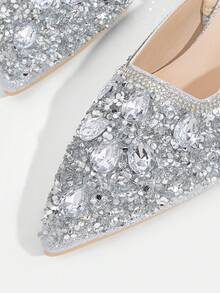 CUCCOO TILAWA Shiny Fashion Casual Empty Pointed Heel Women Pumps - Silver - View 5
