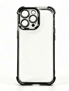 Teckwe Phone Case: Luxurious Four-Corner Anti-Fall Shockproof Electroplated Transparent Phone Case, Compatible With IPhone 18/17/16/15/14/13/12/11 Pro Max Plus Air, Transparent Anti-Drop Design, Suitable For 17Pro And 17ProMax, Soft Frame, Minimalist Style, Protects The Phone - Black - View 15