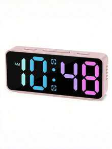 1 buah Jam Alarm LED Digital RGB, 15 Mode Warna, Layar Cermin Besar, Alarm Ganda, Kecerahan yang Dapat Diatur, Jam Meja Bertenaga USB-C untuk Kamar Tidur dan Kantor, Warna Pink - Beraneka warna - View 7