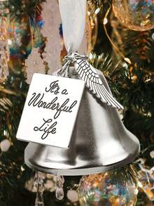 1PC Christmas Tree Hanging Ornament Wing Bell Shape Shiny Gold Silver Decor For Holiday Party Home Festive Decoration Indoor Outdoor Hanging Pendant Gift - A - View 7