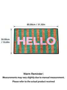 Striped Hello Welcome Door Mat, Faux Fur Material, Simple Style, All-Season Entryway Mat. Suitable For Kitchen, Dining Room, Corridor, Bathroom, Bedroom, Parties, Gatherings, Garden Decor, Gift, Creating A Cozy Home Atmosphere. - A - View 2