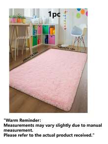 1pc Solid Color Plush Rug, Fluffy & Soft, Suitable For Living Room, Bedroom, Bathroom, Game Room, Studio, Decorative Rug, Washable - Pink - View 16