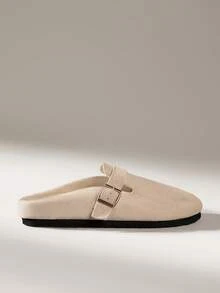 Solecia Gesper dan Tas Bulu Domba Gaya Retro Sederhana Sepatu Seloping Tunggal untuk Pemakaian Sehari-hari - Aprikot - View 2