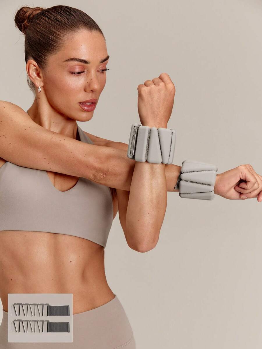 GLOWMODE 1-Pair 1.2 Lbs CorePulse Adjustable Weighted Wristband Weights With Silicone Strap Training Yoga Gym Studio Fitness Accessory - Camel - View 1