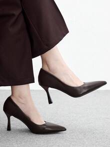 CUCCOO BIZCHIC 女款時尚優雅通勤簡約尖頭皮鞋 - 深咖啡棕 - 查看 1