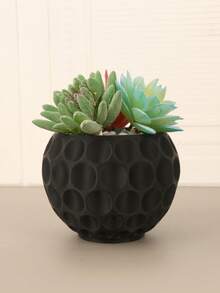 1PC Standard Size Dotted Embossed Textured Succulent Planter Pot With Sturdy Non Slip Base Drainage Hole Lightweight Space Saving Versatile Use For Desktop Balcony Patio Indoor Outdoor Plant Display Home Office Living Room Bedroom Entryway Kitchen - A - View 6