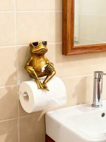 1PC Resin Hand Painted Wall Mounted Gold Frog Fashion Glasses Beer Toilet Paper Holder For Bathroom Kitchen Novelty Animal Decor Funny Gift Ornament Home Decor Accessory - Multicolor - View 11