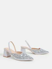 CUCCOO TILAWA Shiny Fashion Casual Empty Pointed Heel Women Pumps - Silver - View 3