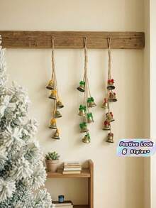 1PC Vintage Iron Metal Bell Christmas Hanging Ornament Ins Boho Style Decorative Prop Festive Scene Winter Holiday Party Home Decor Gift Must Haves - Multicolor - View 2