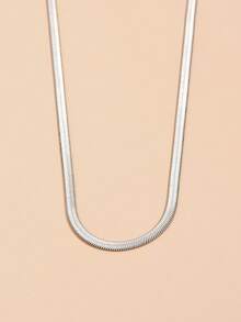 NobleVue Minimalist Stainless Steel Necklace For Women - Silver - View 2