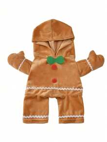 PETSIN 1PC New Christmas Gingerbread Man Standing Pet Costume, Cute Dress‑Up Outfit For Cats & Dogs - coffee color - View 8