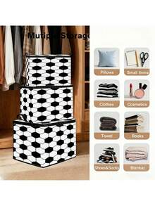 1PC Large Capacity Non Woven Fabric Football Pattern Storage Box Organizer Foldable Durable Dustproof Moisture Proof For Home Bedroom Wardrobe Clothes Books Cosmetics Daily Use Birthday Christmas New Year Gift For Men Women Football Fans - Multicolor - View 4