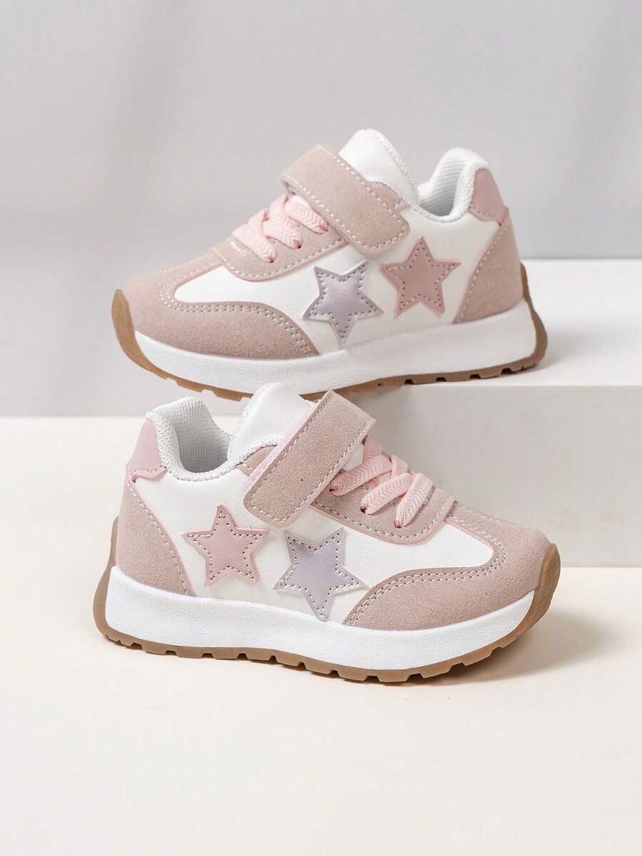 SHEIN 1 Pair Anti-Slip, Anti-Kick, Durable Casual Comfortable Fashion Five-Pointed Star Suitable For All Seasons Sports Shoes - Pink - View 1