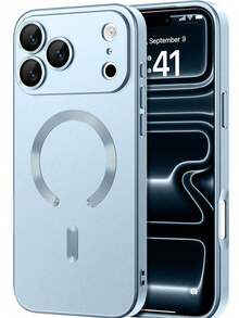 Teckwe 手機殼－新款奢華磨砂半透明磁吸手機殼，相容 iPhone 18 17 16 15 14 13 12 11 Pro Max Air，附防震框架與相機保護蓋，磨砂金屬質感，金屬漆耐磨，鏡頭保護軟框防震保護殼 - 淺藍色 - 查看 28