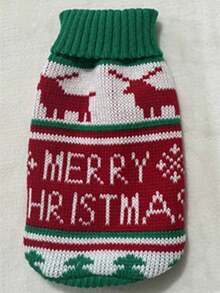PETSIN 1 PC Christmas Pet Knitted Sweater For Winter,Reindeer Pattern Design,Suitable For Cats And Small To Medium-Sized Dogs - red green - View 11
