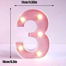 1pc 16cm Home Decor LED Letter & Number Lights, Battery Power 1st 18th 30th 50th Birthday Party Decor Marquee Number Letter Sign Light,Light Up Letters For Wall Decor Bedroom Decor,Proposal Wedding Decoration Illuminated Alphabet Sign - Pink - View 46