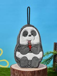 We Bare Bears X Joivida 1件裝可愛裸熊系列卡通掛巾，珊瑚絨吸水不掉毛快乾毛巾，非常適合廚房、浴室和健身房的日常手部擦拭，耐用且適合作為生日或週年紀念禮物 - 彩色 - 查看 2