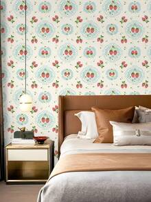 1PC 45x1000CM Self Adhesive Removable Peel And Stick Wallpaper Cherry Print Decorative Sticker For Living Room Bedroom Cabinet Furniture Home Renovation Easy To Install Reusable Wall Decor - multicolor - View 3