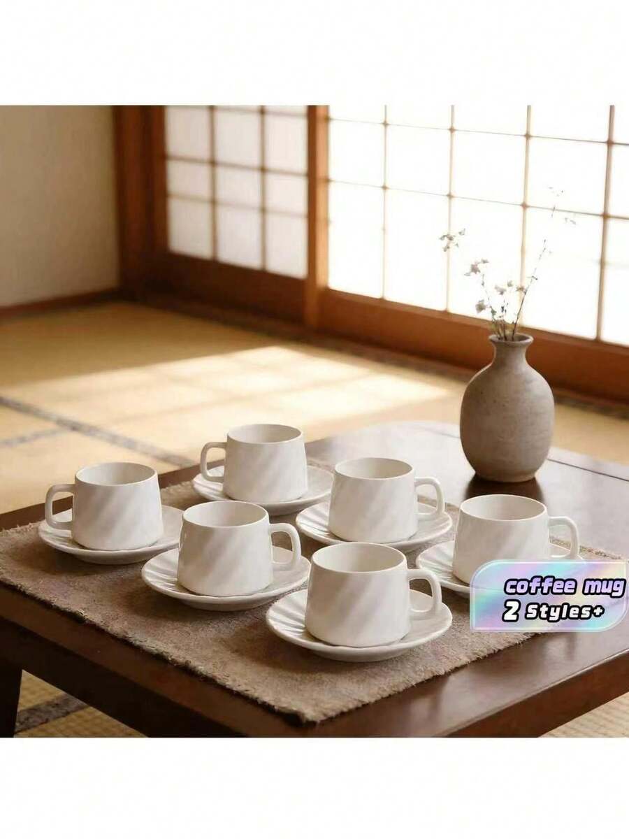 طقم كوب قهوة وصحن بسعة 90 مل/3.16 أونصة، مناسب للإسبريسو أو القهوة التركية. كوب قهوة إيطالي. - النمط F - مشاهدة 1