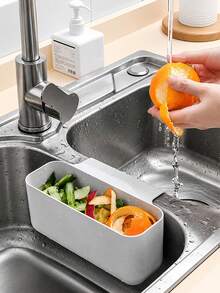 1pc Kitchen Sink Drain Basket, Sink Hanger,Multi-Functional Card Slot Kitchen Sink Strainer, Food And Vegetable Wash And Drain Basket Christmas For Holiday Gift Giving, Kitchen - Grey - View 4
